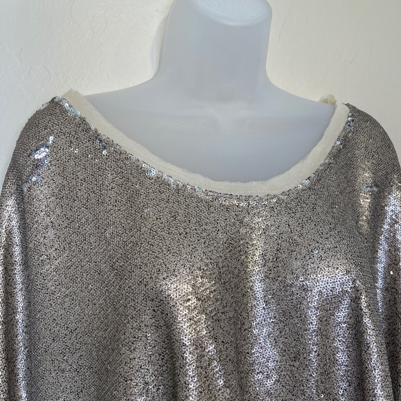 FP | Champagne Dreams Sequined Slouchy Dolman Cropped Boxy Blouse - Picture 7 of 15